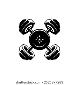 Barbell and kettlebell vector, fitnes gym