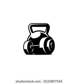 Barbell and kettlebell vector, fitnes sport 