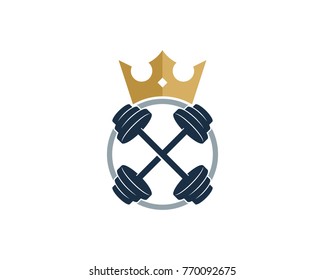 Barbell King Icon Logo Design Element