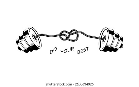 el barbell es knoted.disk.el tema de sports.vector ilustración.eps10.aíslado en un fondo blanco.print para su negocio.