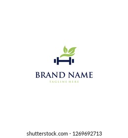 Barbell Leaf Equipment Objective Gym Creative Abstract Business Logo