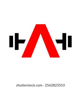 Barbell A Letter Logo Design