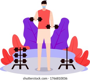 Barbell Lift Weight in the gym. gym workout concept. vector flat illustration design