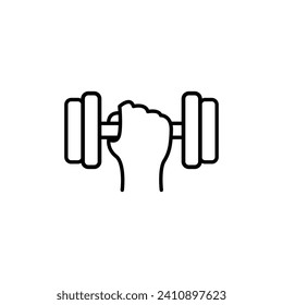 Symbol für die Anhebung des Barbell-Hubs, Sportbereich oder Fitnesscenter.VektorEPS10