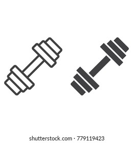 Barbell line and glyph icon, fitness and sport, dumbbell sign vector graphics, a linear pattern on a white background, eps 10.