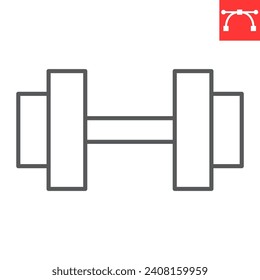 Barbell line icon, fitness and sport, dumbbell vector icon, vector graphics, editable stroke outline sign, eps 10.