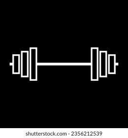 Barbell line icon. Heavy barbell with weight plates for power exercises. Vector Illustration