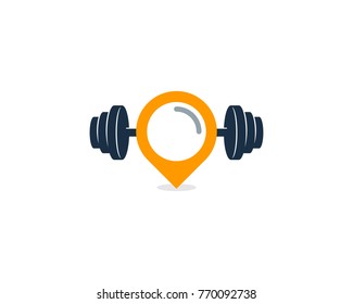 Barbell Location Icon Logo Design Element