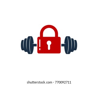 Barbell Lock Icon Logo Design Element