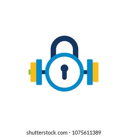 Barbell Lock Logo Icon Design