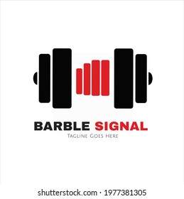 The barbell logo is modern and simple, on the logo there is a hand holding the barbell, and the hand looks like a signal. beckons a signal for fitness.