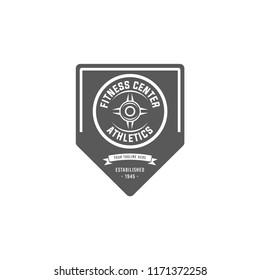 barbell logo vector design template. Logo for fitness, gym. Emblems, labels, badges, logos. Monochrome vector isolated. Flat design. Modern. EPS 10.