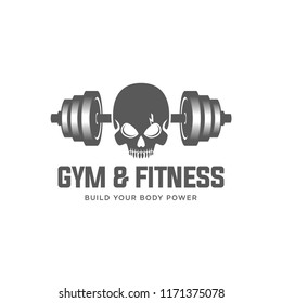 barbell logo vector design template. Logo for fitness, gym. Emblems, labels, badges, logos. Monochrome vector isolated. Flat design. Modern. EPS 10.