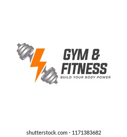 barbell logo vector design template. Logo for fitness, gym. Emblems, labels, badges, logos. Monochrome vector isolated. Flat design. Modern. EPS 10.