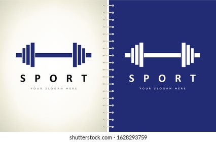 Barbell logo vector. Sport illustration.