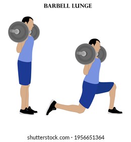 Barbell Lunge Trainingsstärke Vektorgrafik auf weißem Hintergrund. Vektorgrafik