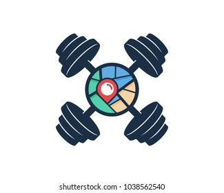 Barbell Map Icon Logo Design Element