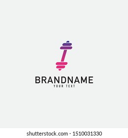 Barbell monogram minimalist style vector emblem. With barbell logo design graphic template. Love fitness logo template. fitness vector logo design for gym and fitness.