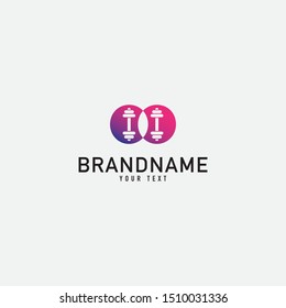 Barbell monogram minimalist style vector emblem. With barbell logo design graphic template. Love fitness logo template. fitness vector logo design for gym and fitness.