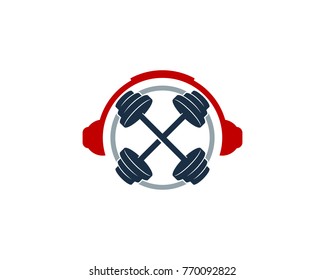 Barbell Music Icon Logo Design Element