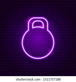 Barbell Neon Sign. Vector Illustration of Sport Promotion.