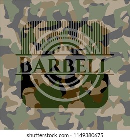 Barbell on camo texture