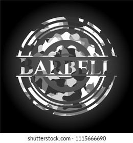 Barbell on grey camouflage pattern