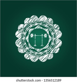 barbell on rack icon with chalkboard texture
