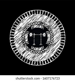barbell on rack icon on chalkboard, vector illustration, pretty design