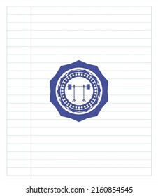 Grillen auf einem Rack-Icon gezeichnet mit Stift. Blaue Tinte. Vektorgrafik. Detaillierte Angaben. 