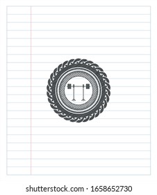 Barbell auf dem Rack Symbol-Symbol zeichnen mit Bleistift-Effekt. Vektorillustration Illustration. Detaillierte Angaben.