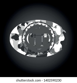 barbell on rack icon on grey camo pattern