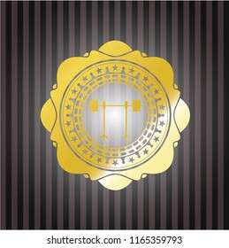 barbell on rack icon inside shiny badge