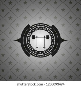 barbell on rack icon inside black badge