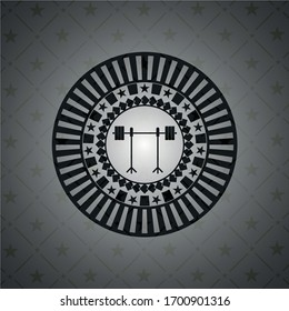 barbell on rack icon inside dark badge