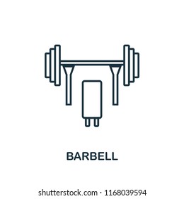 Barbell outline icon. Simple element illustration. Barbell icon in outline style design from sport equipment collection. Can be used for web, mobile and print. web design, apps, software, print.