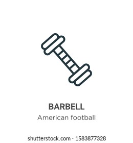 Barbell outline vector icon. Thin line black barbell icon, flat vector simple element illustration from editable american football concept isolated on white background