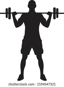 Barbell Overhead Press Gym Exercise Silhouette Stock Vector (royalty 