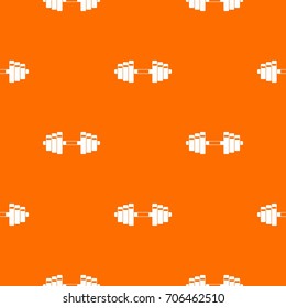 Barbell pattern repeat seamless in orange color for any design. Vector geometric illustration