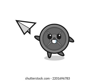 placa de barbacoa personaje de dibujos animados lanzar avión de papel , diseño lindo