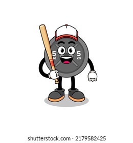Maskottenkartoon mit Grillplatte als Baseballspieler , Charakterdesign