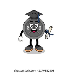 barbell plate mascot with graduation pose , character design