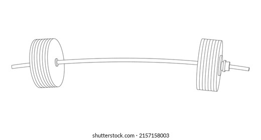 Barbell with barbell plates sketch illustration.