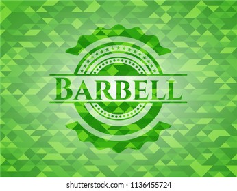 Barbell realistic green mosaic emblem