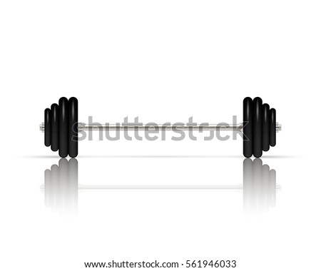 Barbell with removable disks isolated on white background. Vector illustration. Front view.