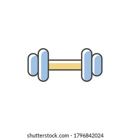 Barbell RGB color icon. Fitness center. Gym workout. Sport activity. Muscle training. Body building. Heavy lifting. Physical health. Exercise routine. Losing weight. Isolated vector illustration