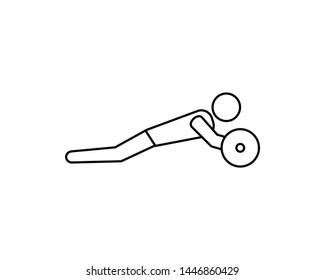 Barbell roll out icon in line style isolated on white background.- vector EPS 10
