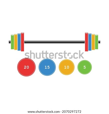 Barbell set from low weight to high vector illustration isolated on a white background in. Stock