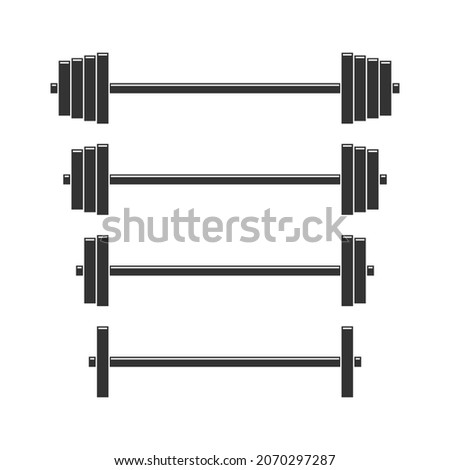 Barbell set from low weight to high vector illustration isolated on a white background in. Stock