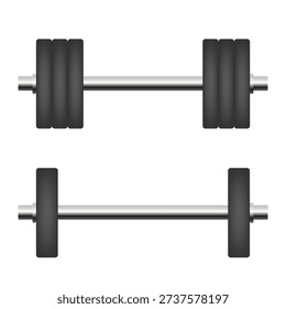 Barbell set. Vector 3d clipart isolated on white background.